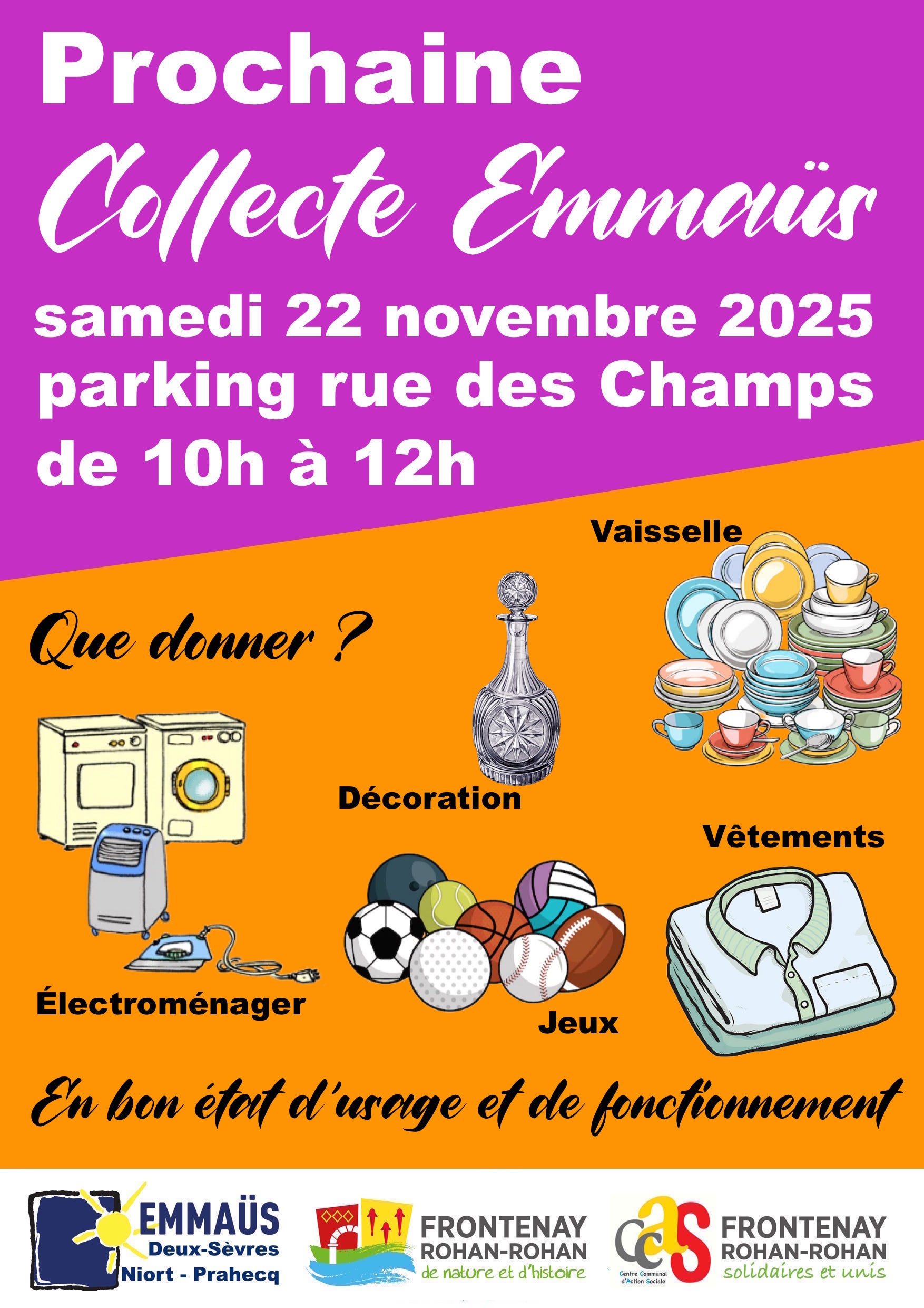 Collecte Emmaüs 22 novembre 2025