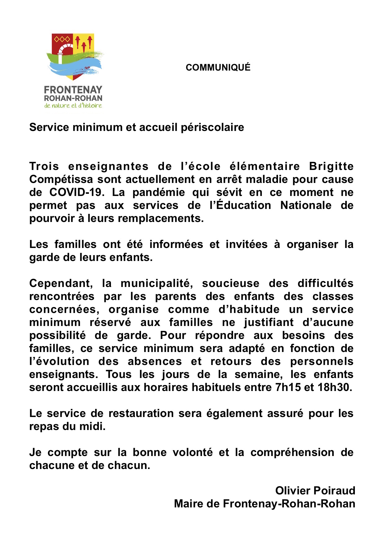 service minimum du 18 janvier 2022